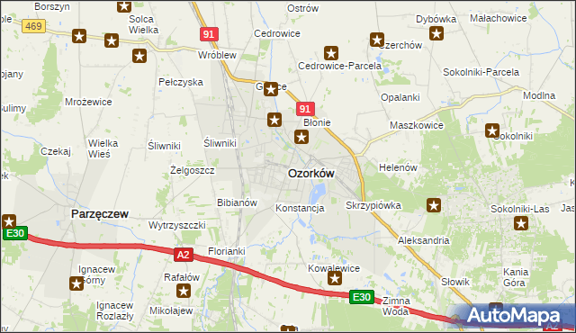 mapa Ozorków, Ozorków na mapie Targeo