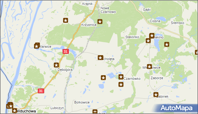 mapa Pacholęta, Pacholęta na mapie Targeo