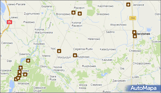 mapa Pagórki gmina Wierzbinek, Pagórki gmina Wierzbinek na mapie Targeo