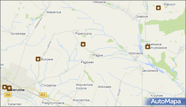 mapa Pągów gmina Wilków, Pągów gmina Wilków na mapie Targeo