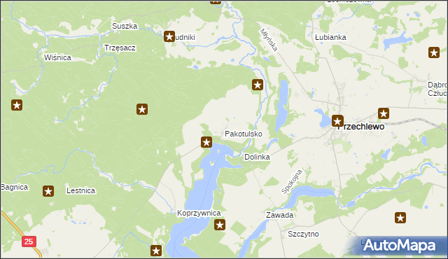 mapa Pakotulsko, Pakotulsko na mapie Targeo