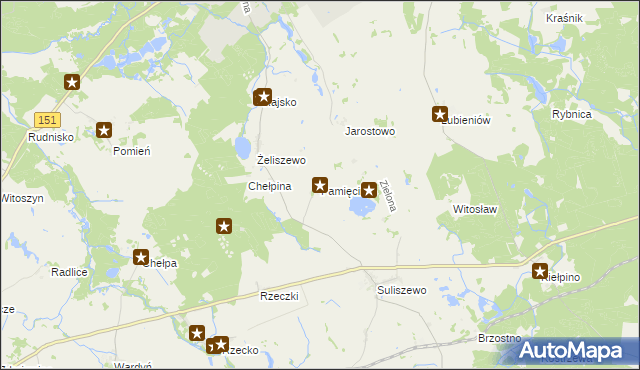 mapa Pamięcin gmina Recz, Pamięcin gmina Recz na mapie Targeo