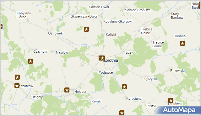 mapa Paprotnia powiat siedlecki, Paprotnia powiat siedlecki na mapie Targeo