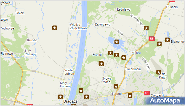 mapa Parski gmina Grudziądz, Parski gmina Grudziądz na mapie Targeo