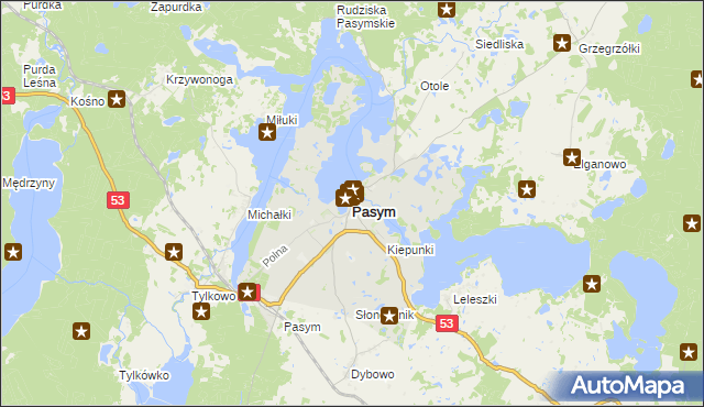 mapa Pasym powiat szczycieński, Pasym powiat szczycieński na mapie Targeo