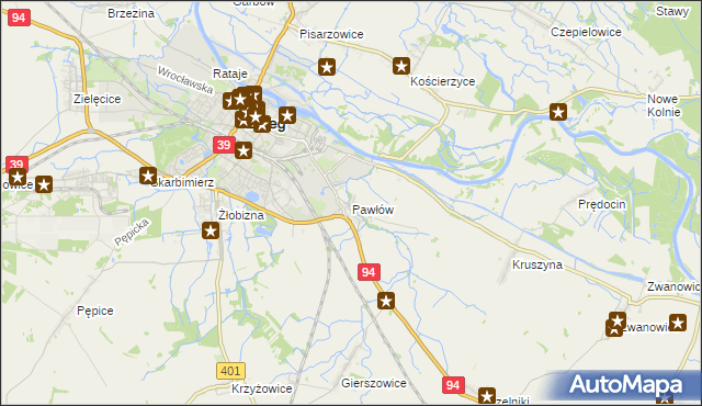 mapa Pawłów gmina Skarbimierz, Pawłów gmina Skarbimierz na mapie Targeo