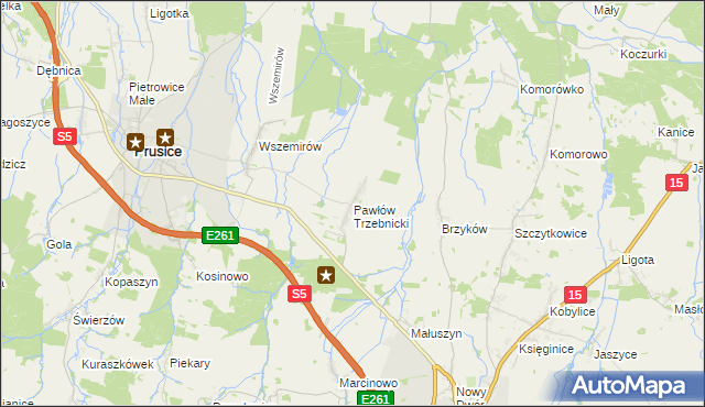 mapa Pawłów Trzebnicki, Pawłów Trzebnicki na mapie Targeo