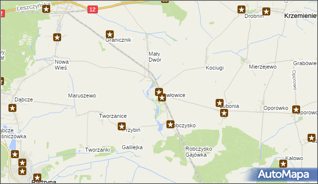 mapa Pawłowice gmina Krzemieniewo, Pawłowice gmina Krzemieniewo na mapie Targeo