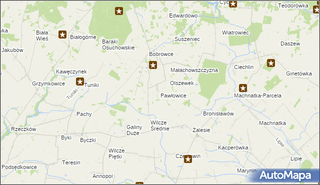 mapa Pawłowice gmina Mszczonów, Pawłowice gmina Mszczonów na mapie Targeo