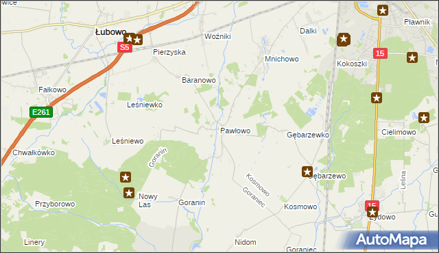 mapa Pawłowo gmina Czerniejewo, Pawłowo gmina Czerniejewo na mapie Targeo