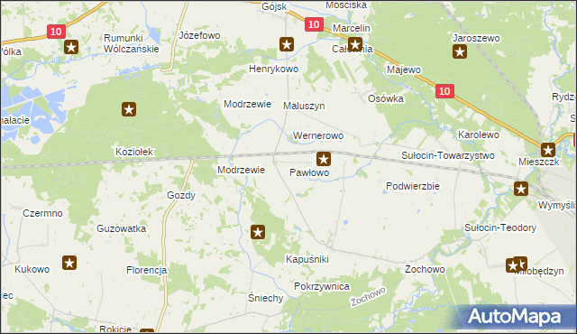 mapa Pawłowo gmina Sierpc, Pawłowo gmina Sierpc na mapie Targeo
