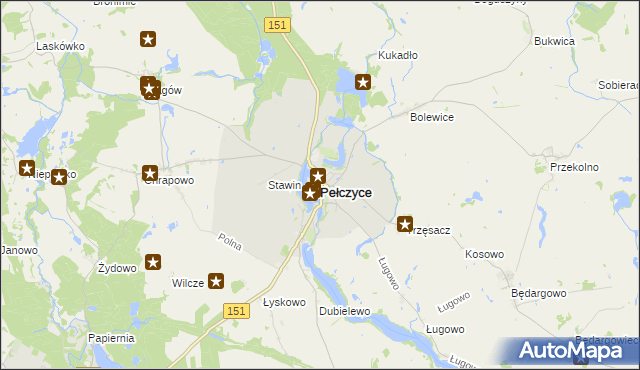 mapa Pełczyce powiat choszczeński, Pełczyce powiat choszczeński na mapie Targeo
