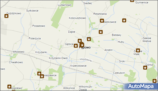 mapa Pępowo powiat gostyński, Pępowo powiat gostyński na mapie Targeo