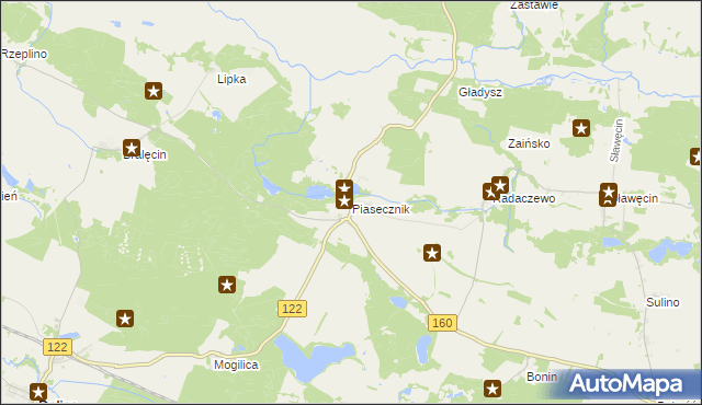 mapa Piasecznik gmina Choszczno, Piasecznik gmina Choszczno na mapie Targeo