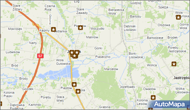 mapa Piaseczno gmina Jedlińsk, Piaseczno gmina Jedlińsk na mapie Targeo