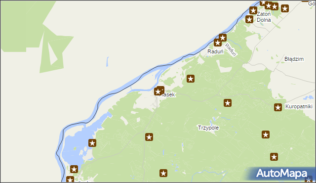 mapa Piasek gmina Cedynia, Piasek gmina Cedynia na mapie Targeo