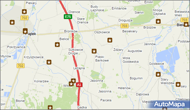 mapa Piaski Bankowe, Piaski Bankowe na mapie Targeo