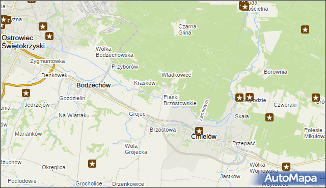 mapa Piaski Brzóstowskie, Piaski Brzóstowskie na mapie Targeo