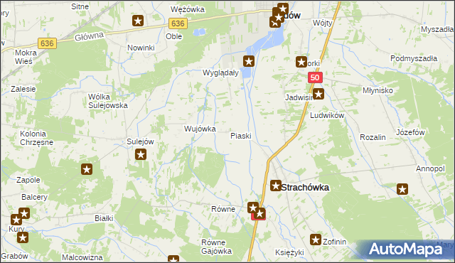 mapa Piaski gmina Strachówka, Piaski gmina Strachówka na mapie Targeo