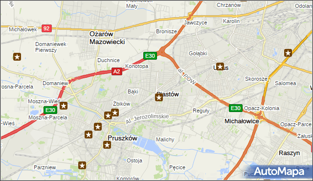 mapa Piastów powiat pruszkowski, Piastów powiat pruszkowski na mapie Targeo