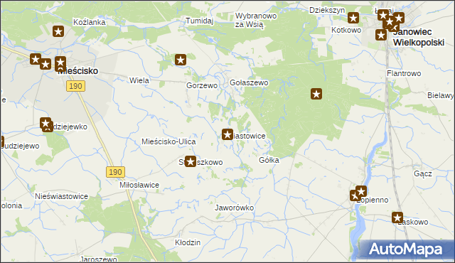 mapa Piastowice gmina Mieścisko, Piastowice gmina Mieścisko na mapie Targeo