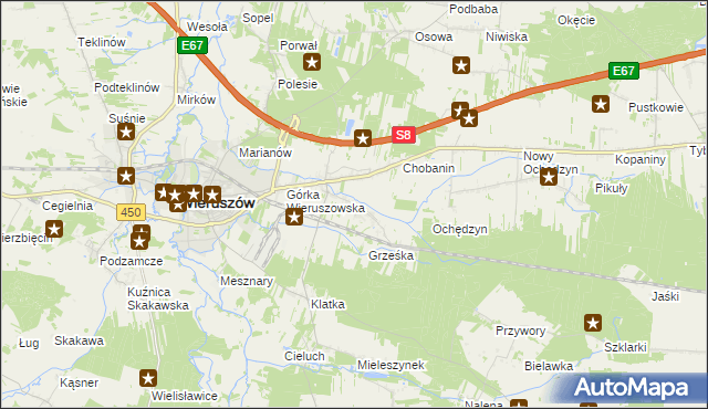 mapa Pieczyska gmina Wieruszów, Pieczyska gmina Wieruszów na mapie Targeo