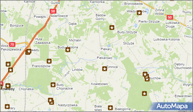 mapa Piekarowo, Piekarowo na mapie Targeo