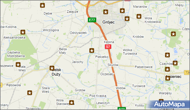 mapa Piekiełko gmina Grójec, Piekiełko gmina Grójec na mapie Targeo