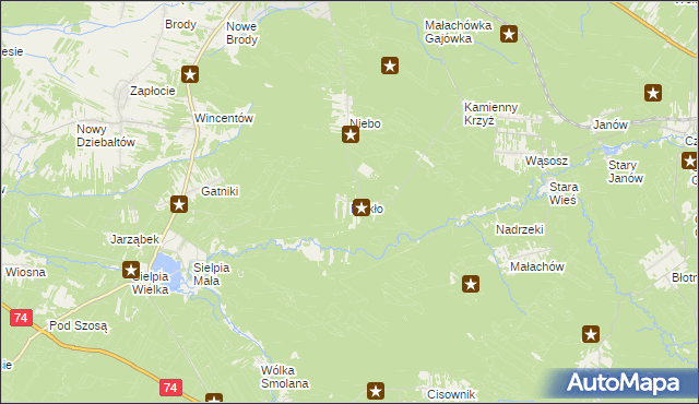 mapa Piekło gmina Końskie, Piekło gmina Końskie na mapie Targeo