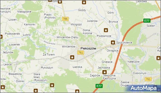 mapa Piekoszów, Piekoszów na mapie Targeo