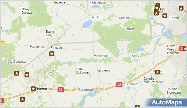 mapa Piesienica, Piesienica na mapie Targeo