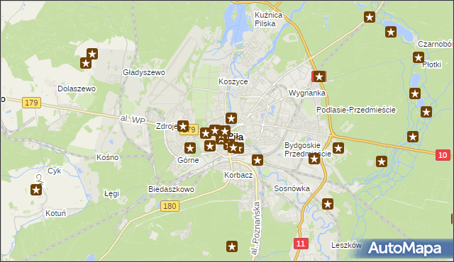 mapa Piły, Piła na mapie Targeo