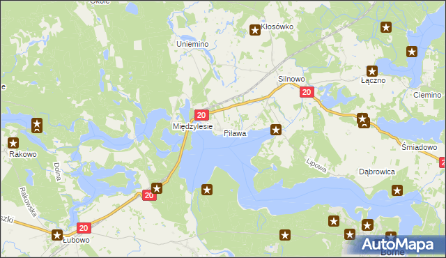 mapa Piława gmina Borne Sulinowo, Piława gmina Borne Sulinowo na mapie Targeo