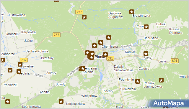 mapa Pionki, Pionki na mapie Targeo