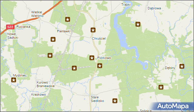 mapa Piórkowo gmina Płoskinia, Piórkowo gmina Płoskinia na mapie Targeo