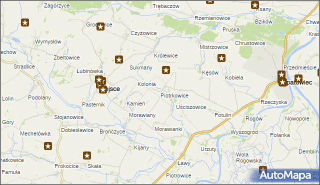 mapa Piotrkowice gmina Bejsce, Piotrkowice gmina Bejsce na mapie Targeo