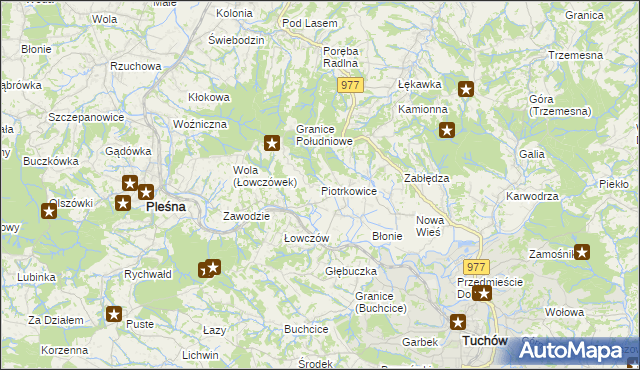 mapa Piotrkowice gmina Tuchów, Piotrkowice gmina Tuchów na mapie Targeo