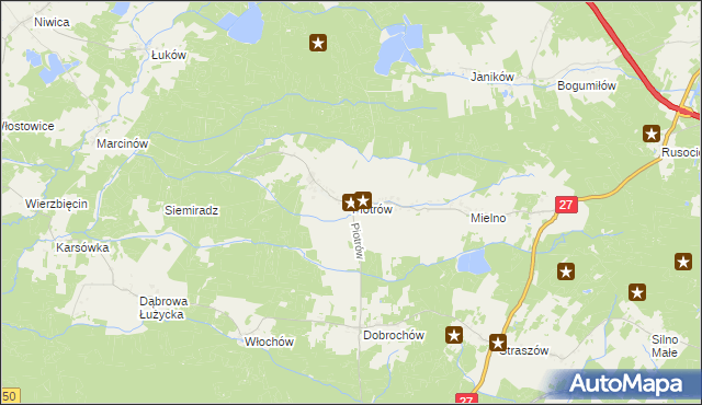 mapa Piotrów gmina Przewóz, Piotrów gmina Przewóz na mapie Targeo