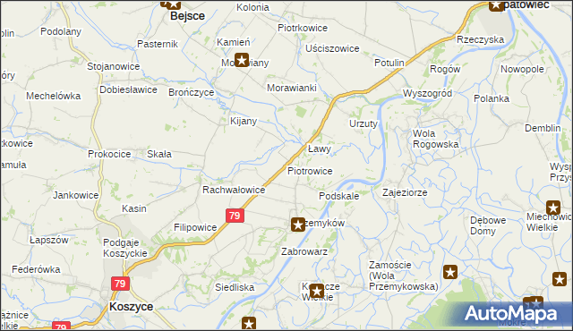 mapa Piotrowice gmina Koszyce, Piotrowice gmina Koszyce na mapie Targeo