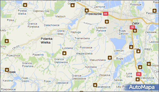 mapa Piotrowice gmina Przeciszów, Piotrowice gmina Przeciszów na mapie Targeo