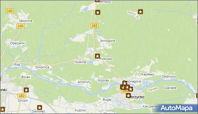 mapa Piotrowo gmina Obrzycko, Piotrowo gmina Obrzycko na mapie Targeo