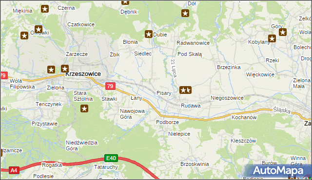 mapa Pisary gmina Zabierzów, Pisary gmina Zabierzów na mapie Targeo