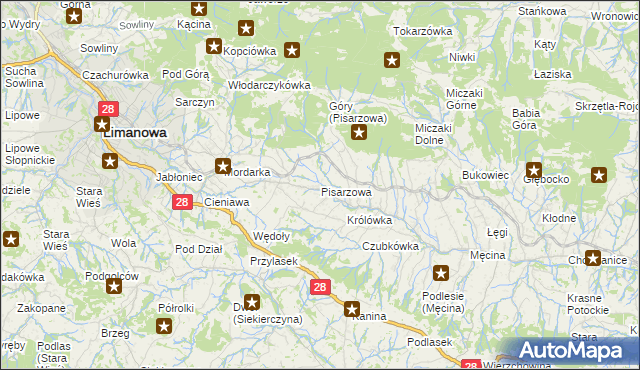 mapa Pisarzowa, Pisarzowa na mapie Targeo