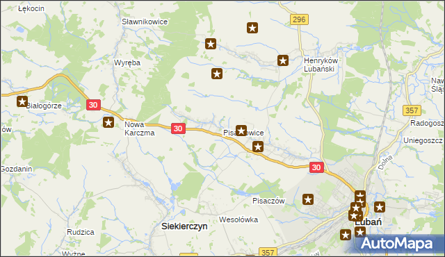 mapa Pisarzowice gmina Lubań, Pisarzowice gmina Lubań na mapie Targeo