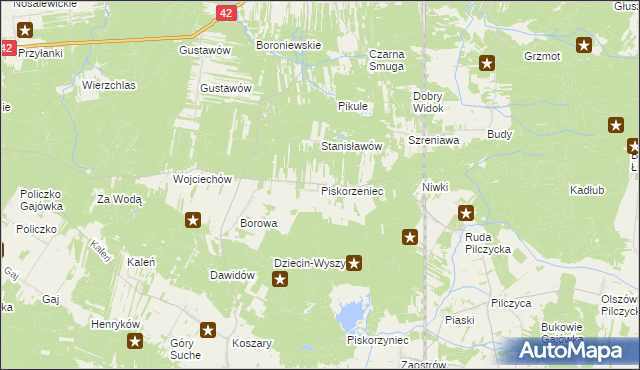 mapa Piskorzeniec, Piskorzeniec na mapie Targeo