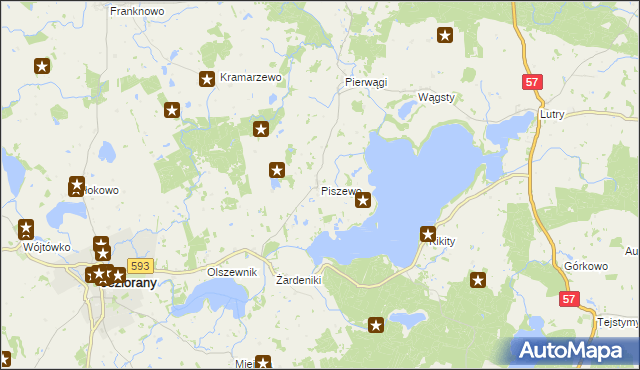 mapa Piszewo, Piszewo na mapie Targeo