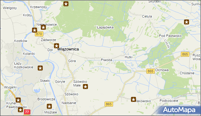 mapa Piwoda, Piwoda na mapie Targeo