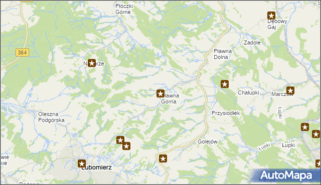 mapa Pławna Górna, Pławna Górna na mapie Targeo