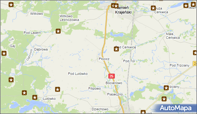 mapa Płocicz gmina Kamień Krajeński, Płocicz gmina Kamień Krajeński na mapie Targeo