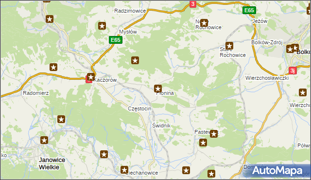 mapa Płonina gmina Bolków, Płonina gmina Bolków na mapie Targeo